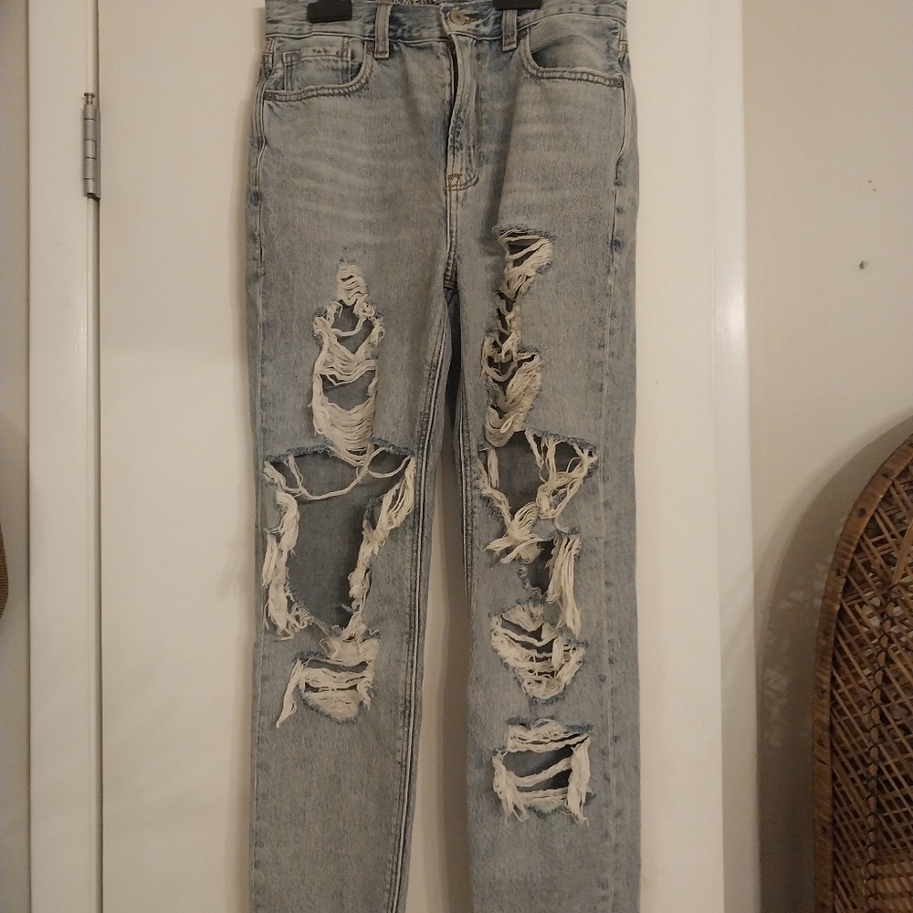 American eagle boyfriend jeans high waist size 2 distressed